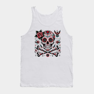 Day of the Dead Sugar Skull and Crossbones Tank Top